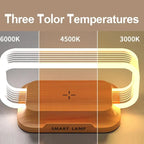 LumiCharge Touch | LED Table Lamp with Wireless Charger | Dimmable & Touch Control | Qi Fast Charging Function | Wood Look