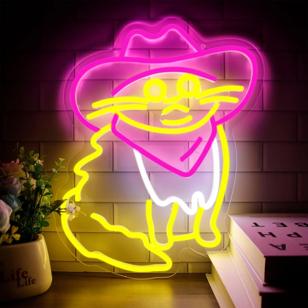 USB-Enabled Cat Cowboy Neon Light - Perfect for Bedrooms, Game Rooms, and Parties