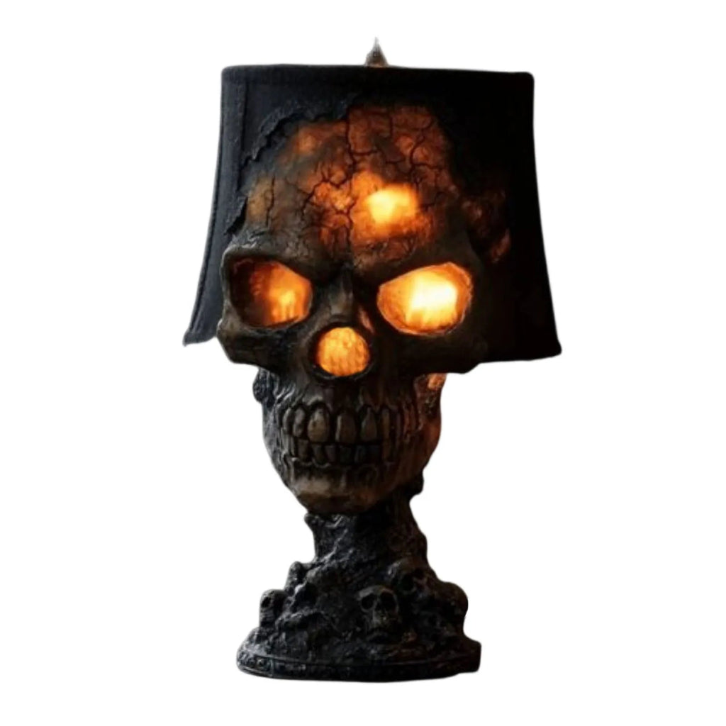 Gothic Table Lamp SkullFire | Halloween Skull Decor | LED Ambient Light | 20 x 11 x 11 cm