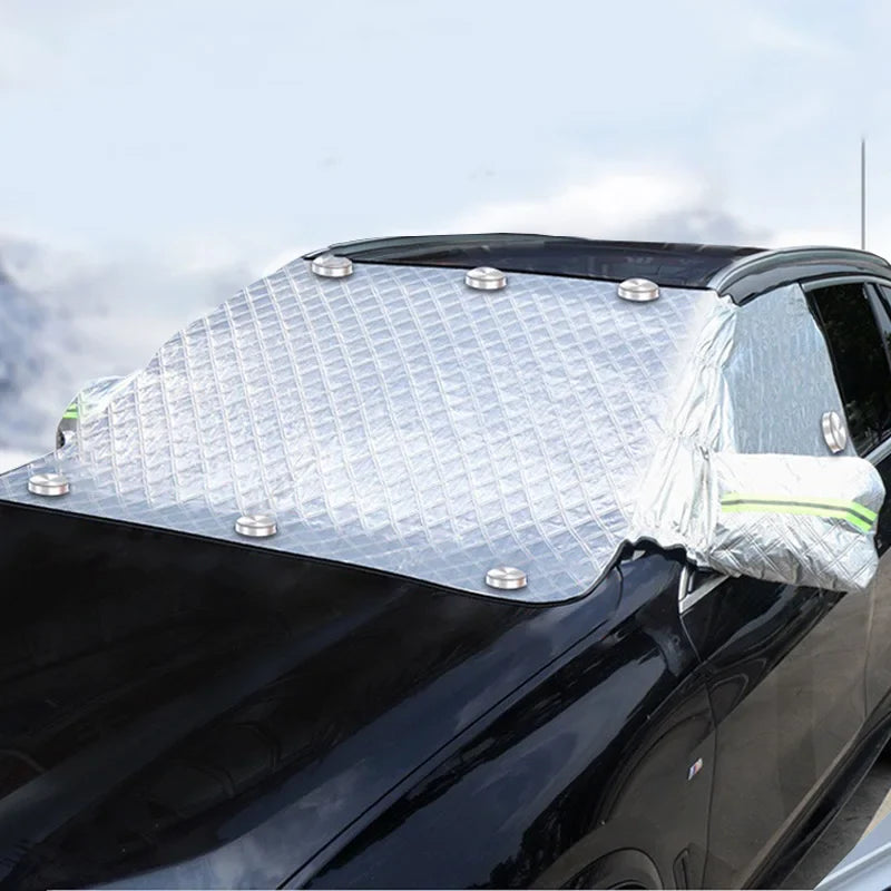 FrostGuard Ultra | Extra Large Car Windshield Cover | 3-Window Design | Protection Against Snow, Ice, Sun & Dust | Windproof & Quick Installation