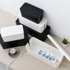 Kabelux Cable Box with Lid | 32×13×12 cm | Socket & Charging Cable Organizer | Dust Protection for Power Supplies & Routers