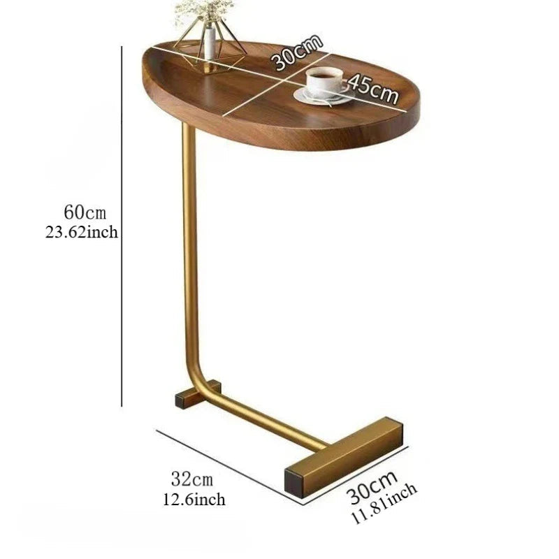 C-Shaped Mobile Side Table Ideal for Sofa or Bed