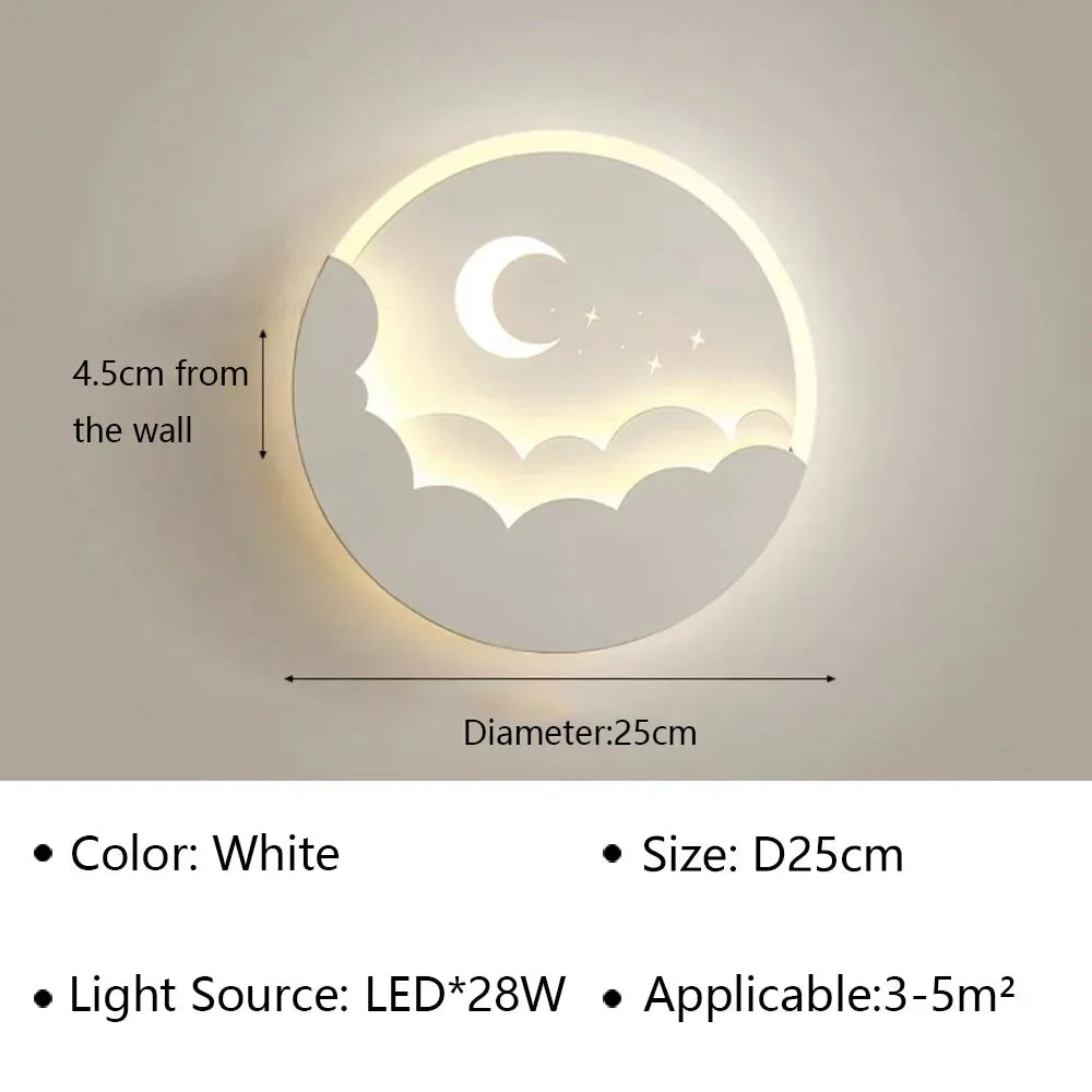 LED wall light with moon and stars