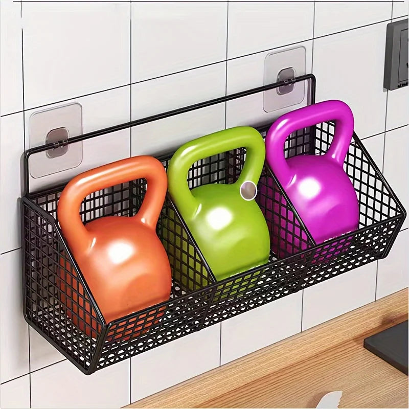 KITCHEN BASKET 3in1 Storage Rack | For Onion, Garlic & Ginger | Rustproof & Wall-mounted – Black