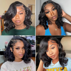 Short Peruvian Body Wave Hair Bundles 3/4 Pack Deals, 100% Unprocessed Virgin Human Hair, Loose Body Weave