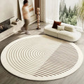 Japanese Style Round Striped Rug Thick Washable with Non-Slip Backing