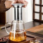 450ml-950ml Heat Resistant Glass Teapot – Stainless Steel Tea Filter, Flower Kettle for Kung Fu Tea, Puer and Oolong Tea