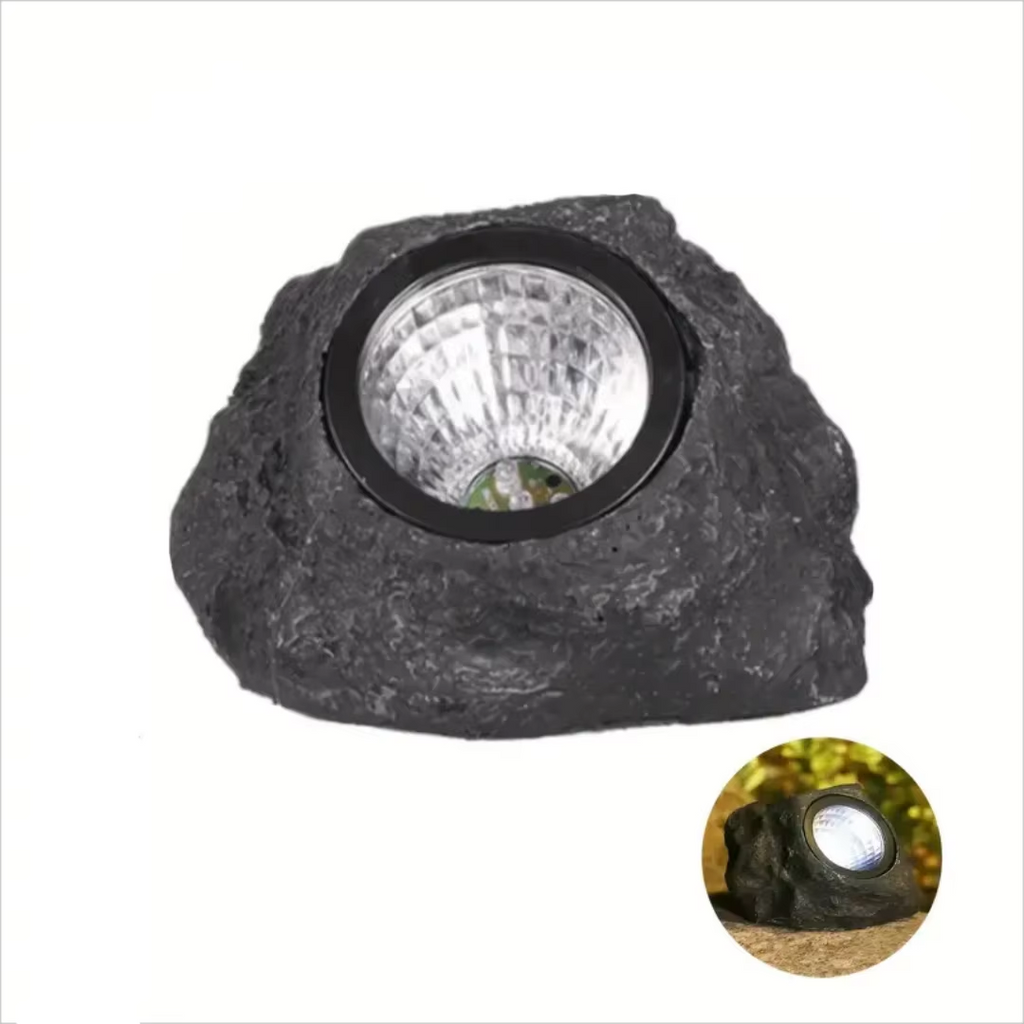 Solar-Powered LED Stone Spotlight for Outdoor Landscaping