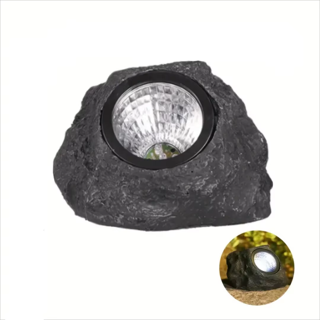 Solar-Powered LED Stone Spotlight for Outdoor Landscaping