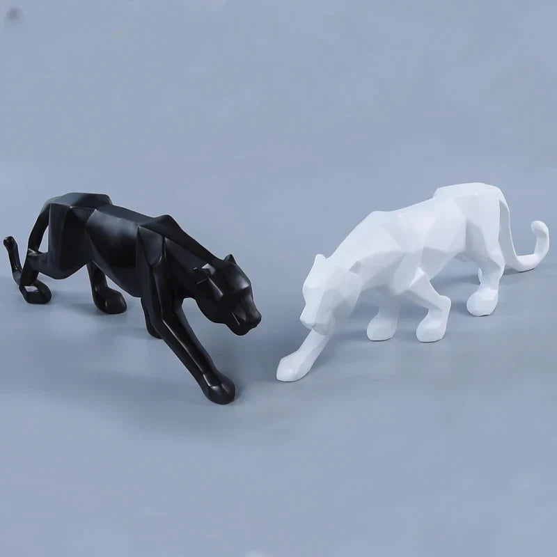 Panther Statue, Animal Figure, Abstract Geometric Style, Resin, Leopard Sculpture, Home Office, Desktop Decoration, Crafts