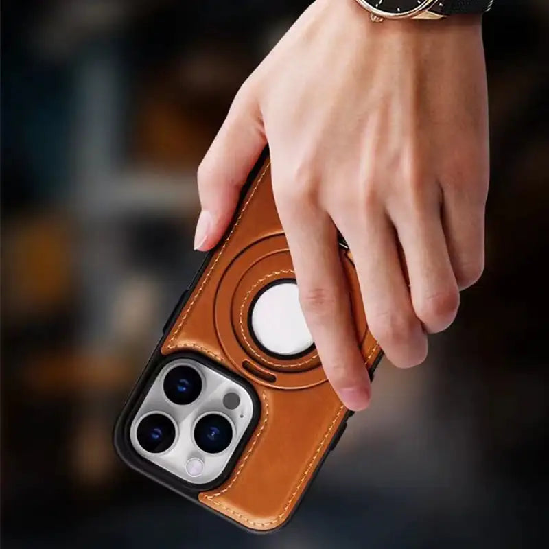 Magnetic iPhone case with invisible ring holder
