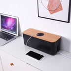 Cable Box OrgaWood | Desk Organizer made of Wood & Plastic | For Chargers, Cables & Accessories | 29.5×11.4×11 cm
