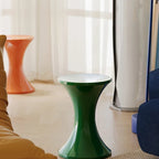 Nordic Plastic Side Table with Thick Hourglass Design