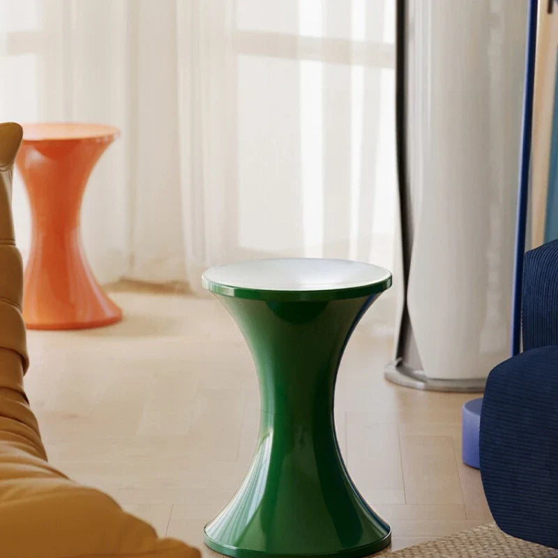Nordic Plastic Side Table with Thick Hourglass Design