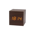 Wooden LED alarm clock with temperature display, digital time display and minimalist design – Perfect for bedroom and office