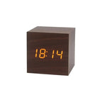 Wooden LED Alarm Clock with Temperature Display, Digital Time Display and Minimalist Design – Perfect for Bedroom and Office