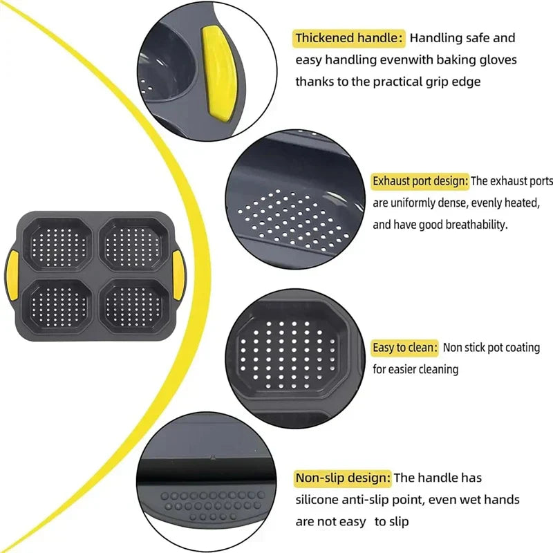 Bunello Burger Mold | Silicone Baking Mold for Buns | Non-Stick & Heat Resistant | 6-Piece Mold