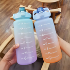 Outdoor 68oz Large Capacity Leakproof Water Bottle with Straw and Time Marker