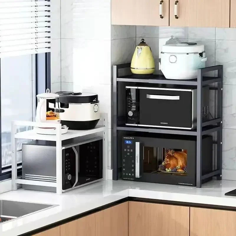 Carbon Steel Retractable Double-Layer Kitchen Shelf – Milo