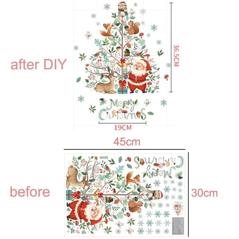 LumiFrost | Christmas Window Stickers 2025 | Santa Claus & Christmas Tree | Removable Window Stickers for Glass & Walls | Festive Decor for Christmas & New Year