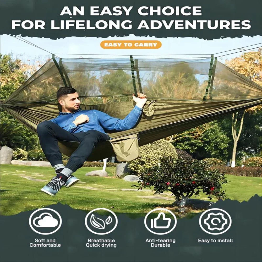 NatureRest Hammock | Integrated Mosquito Net | Compact & Breathable