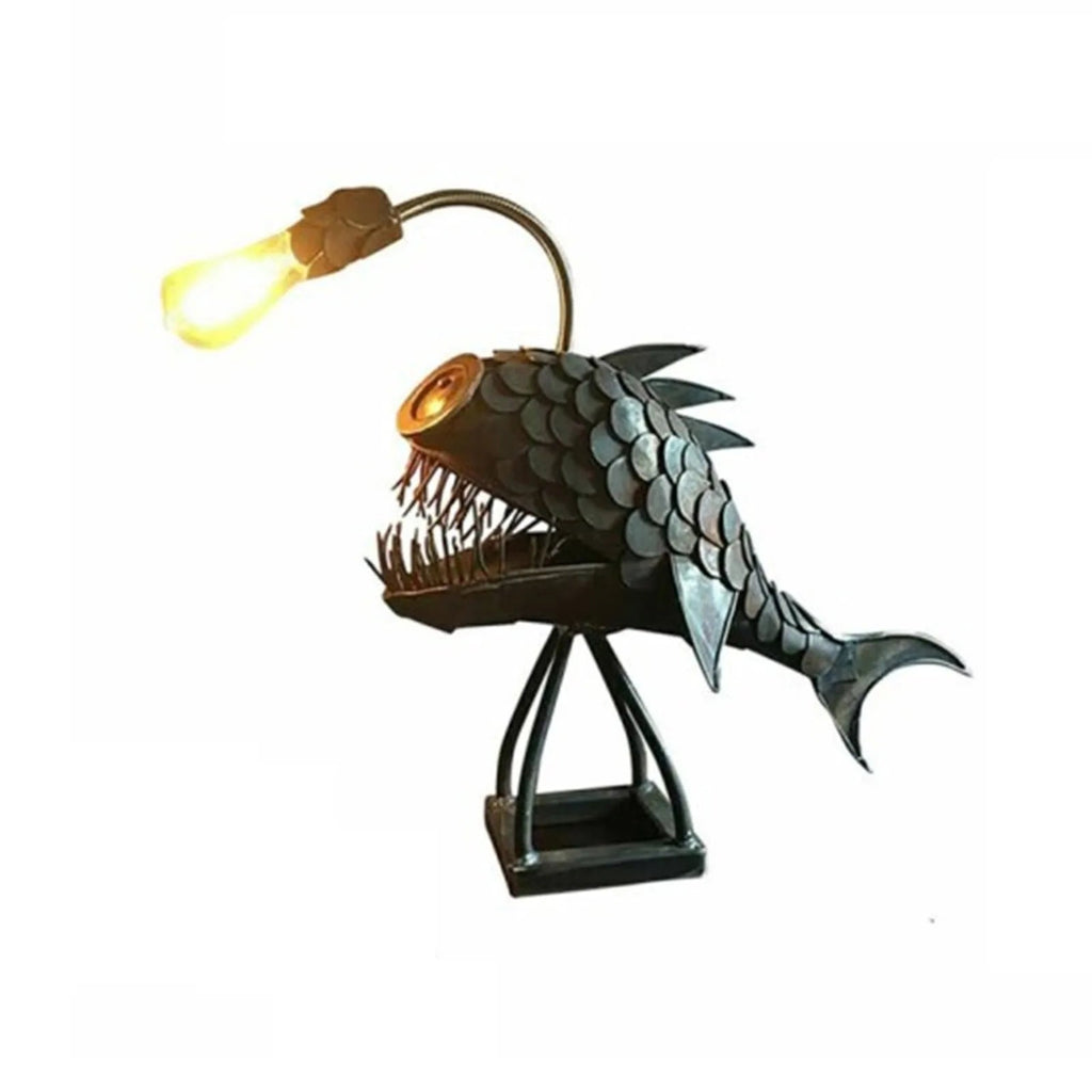 Fishing Light Table Lamp – Handmade Adjustable Lamp with Rustic Fish Design