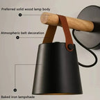 NordicGlow Light - Wooden LED Wall Lamp with Leather Accents