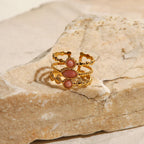 18k Triple Rose Stone Ring Stack