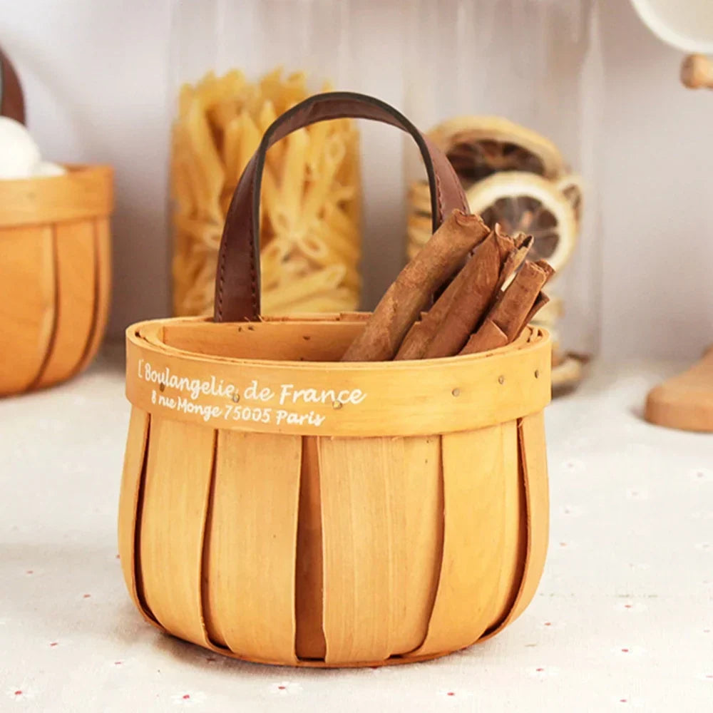 French Market Handcrafted Wooden Basket