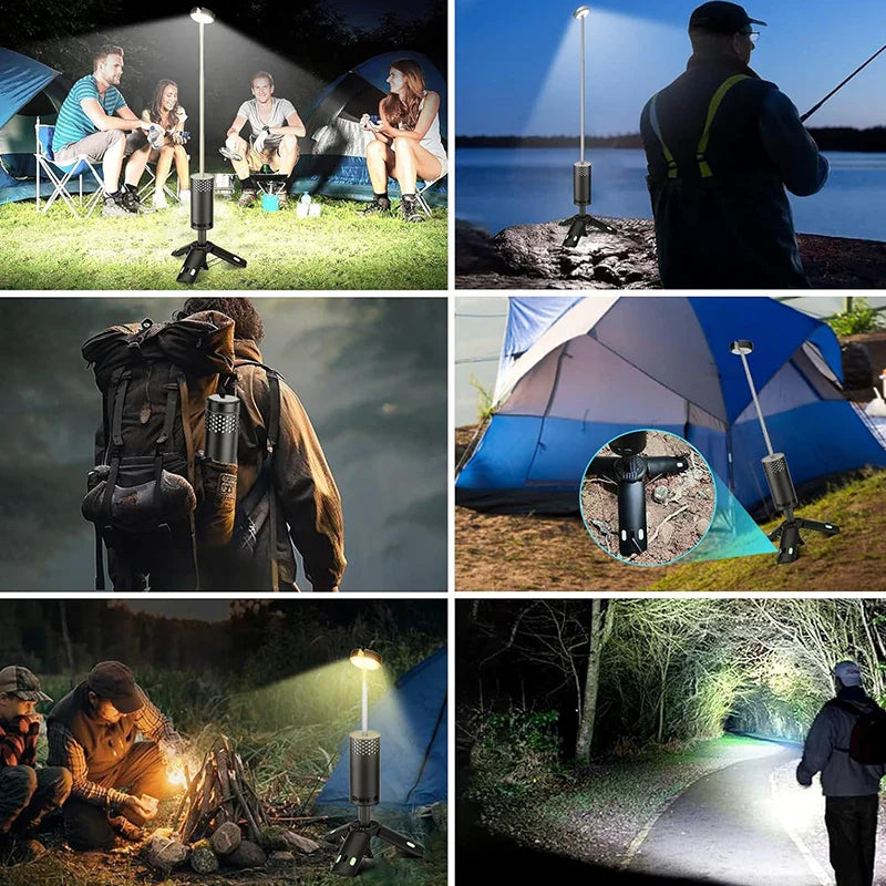 LumaPeak Camping Lamp | 10,000 mAh Battery | Telescopic Design & Tripod | Dimmable with SOS Function | Outdoor & Emergency Lamp