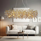 Long Crystal Pendant Chandelier | Nordic LED Island Light with Remote Control (G9)