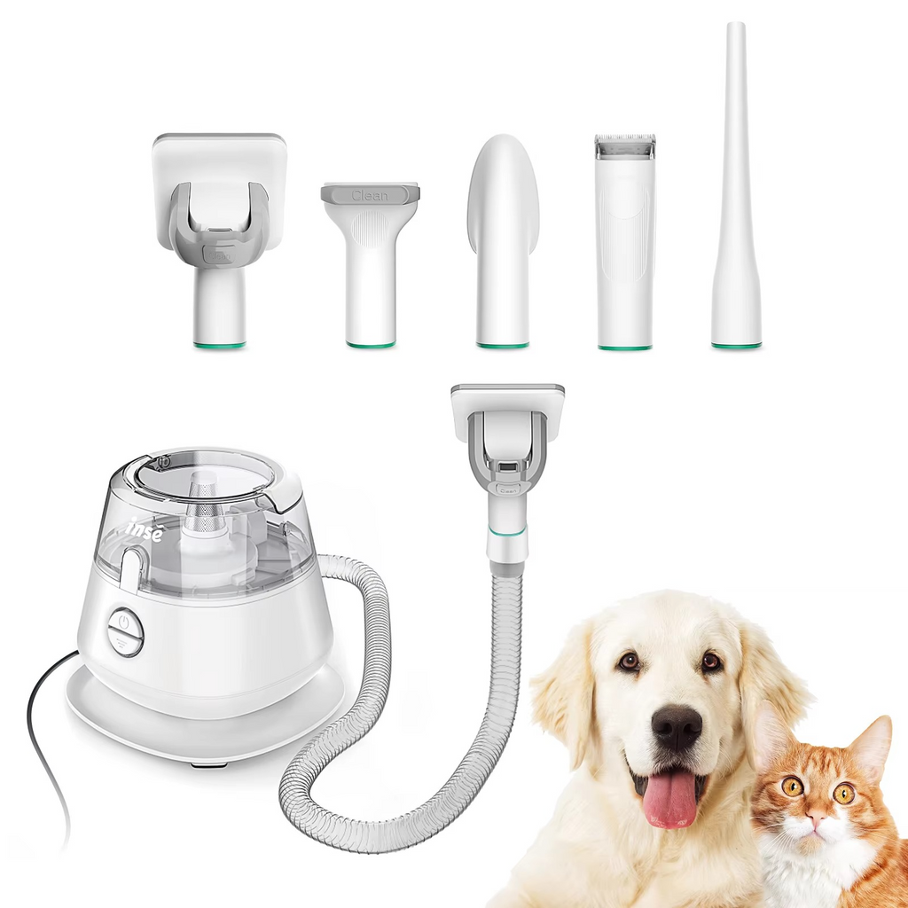 5-in-1 Dog Grooming Vacuum Kit – Low Noise Pet Hair Remover with Deshedding Tools & Dust Cup