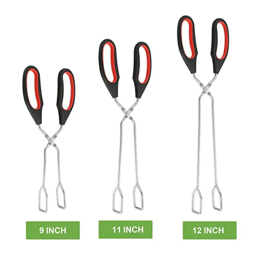 Gripflame Grill Tongs with Scissor Grip | 9/11/12 Inch | Heat Resistant & Non-Slip | BBQ Tongs for Meat, Bread & Vegetables | Ideal for Grill, Kitchen & Outdoor
