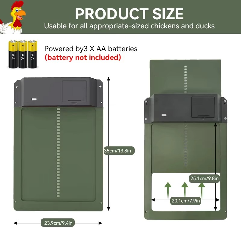 Smart Automatic Chicken Coop Door Opener with Light Sensor and Waterproof Design
