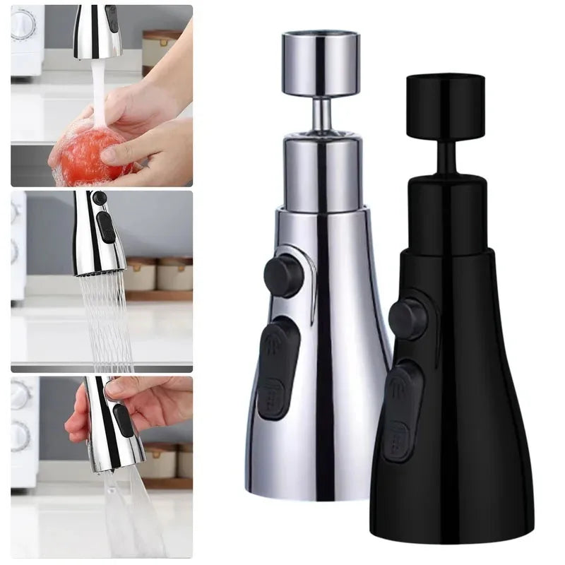 HydroFlex360 – Multifunctional 360°/720° Rotatable Kitchen Faucet Attachment with 3 Spray Types
