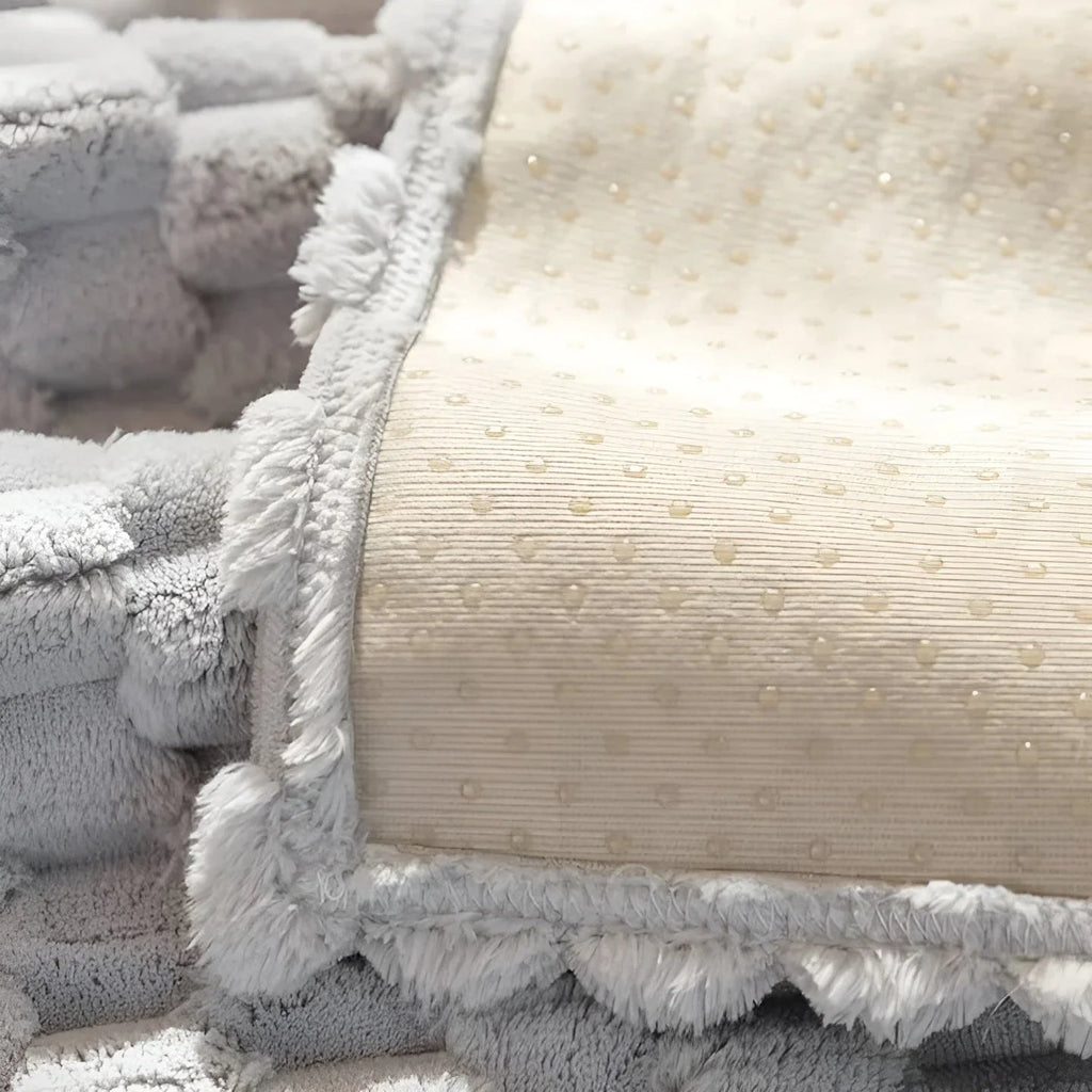 Luxurious velvet sofa cover with textured pattern