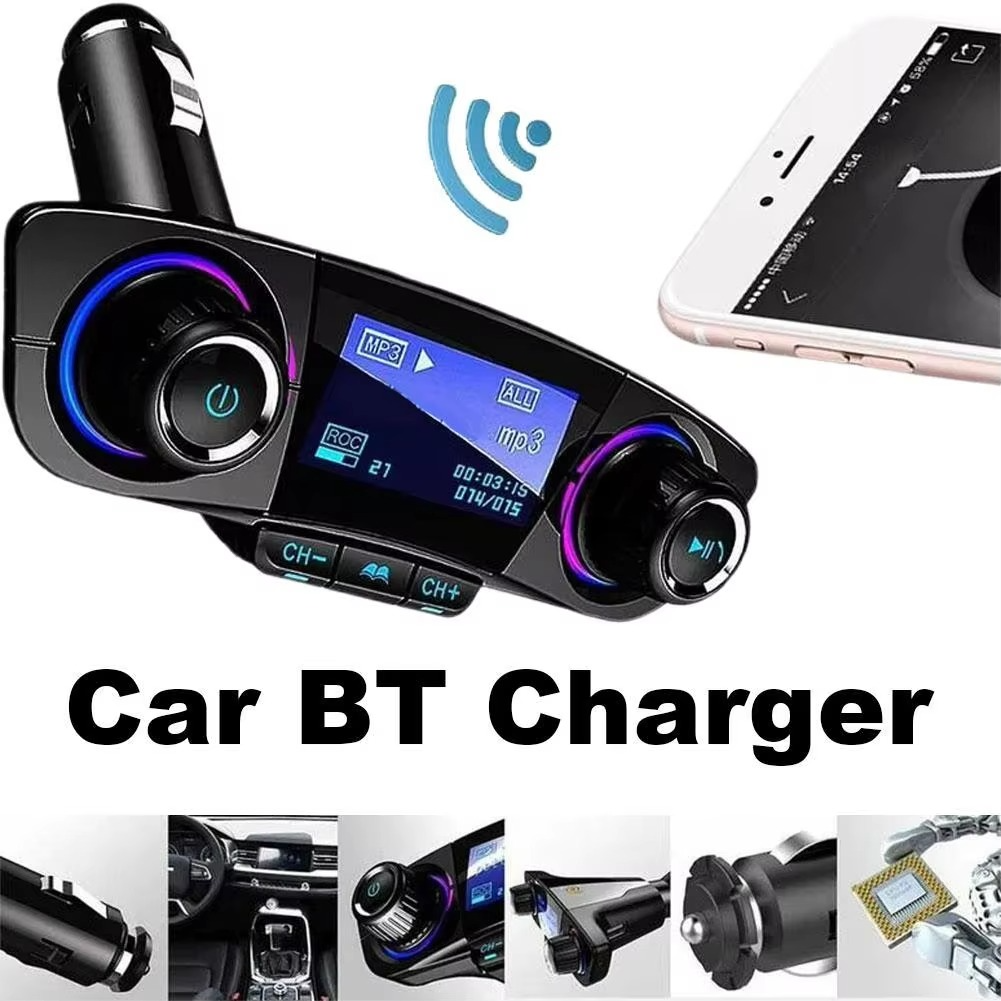 Bluetooth 5.0 Car FM Transmitter with Dual USB Charger and LED Display