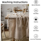 2023 Cotton-Linen Tablecloth with Tassels, Rectangular Tablecloth for Dining Table, Coffee-Tea Tablecloths, Wedding Easter Decoration