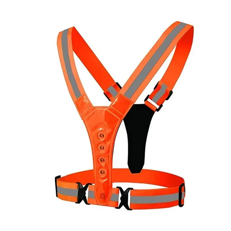 LED Reflective Safety Vest with Adjustable Straps and USB Rechargeable Lights