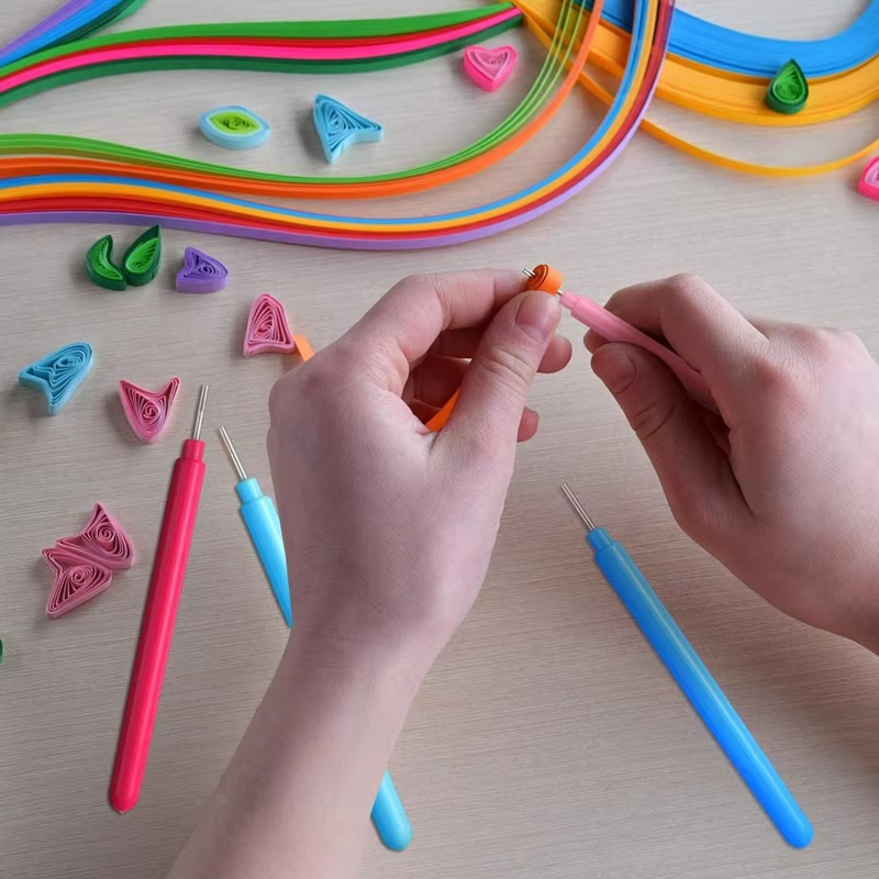 Quilling Paper Tool Set with Slotted Pen, Tweezers, Needle Pins, and Craft Accessories – 7, 6, or 12 Piece Kit