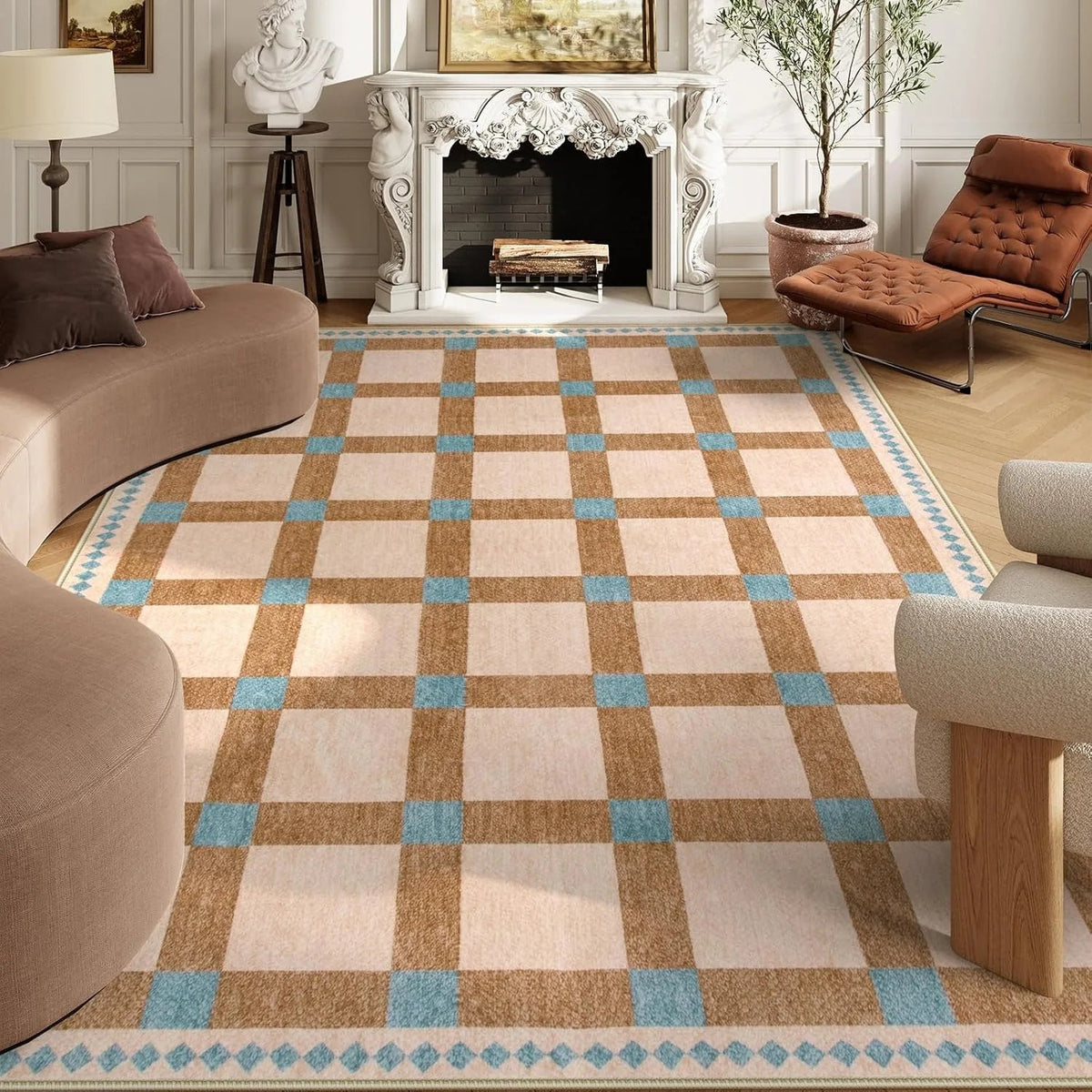 Plaid Fluffy Rug