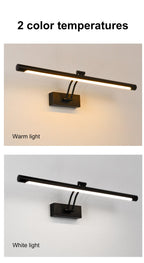 80-100cm LED wall lamp - Modern black/silver wall light for the bathroom, internally mounted picture light