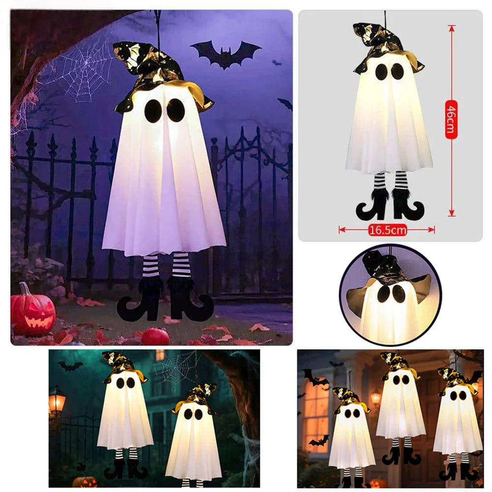 Glow Ghost SpookyShine | LED Hanging Ghosts | Halloween Decoration | Indoor & Outdoor | 1/2/3 Pieces