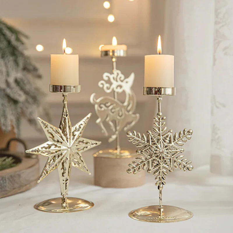 Iron Christmas Candlestick Holders