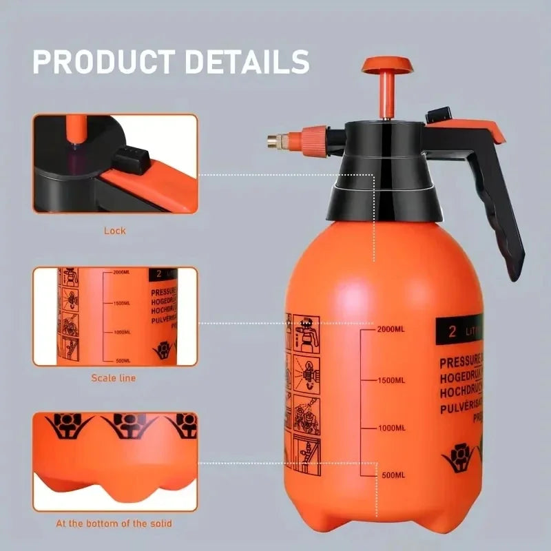 GreenMist Spray Bottle | 2 L Volume | Adjustable Nozzle | Hand Pump for Garden & Houseplants