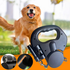 Retractable Dual Dog Leash with 360° Swivel and LED Safety Light for Walking Two Dogs