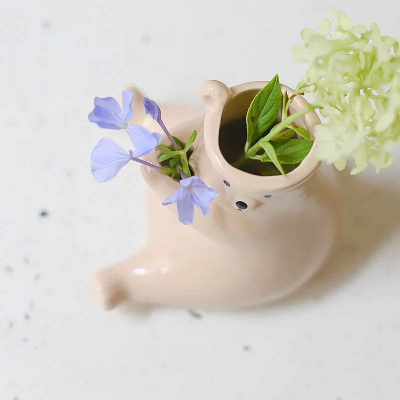 Bear with Flower Vase