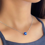 Blue Evil Eye Clavicle Necklace in Stainless Steel