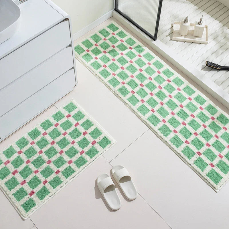 Long Tufting Grids Bathroom Mat