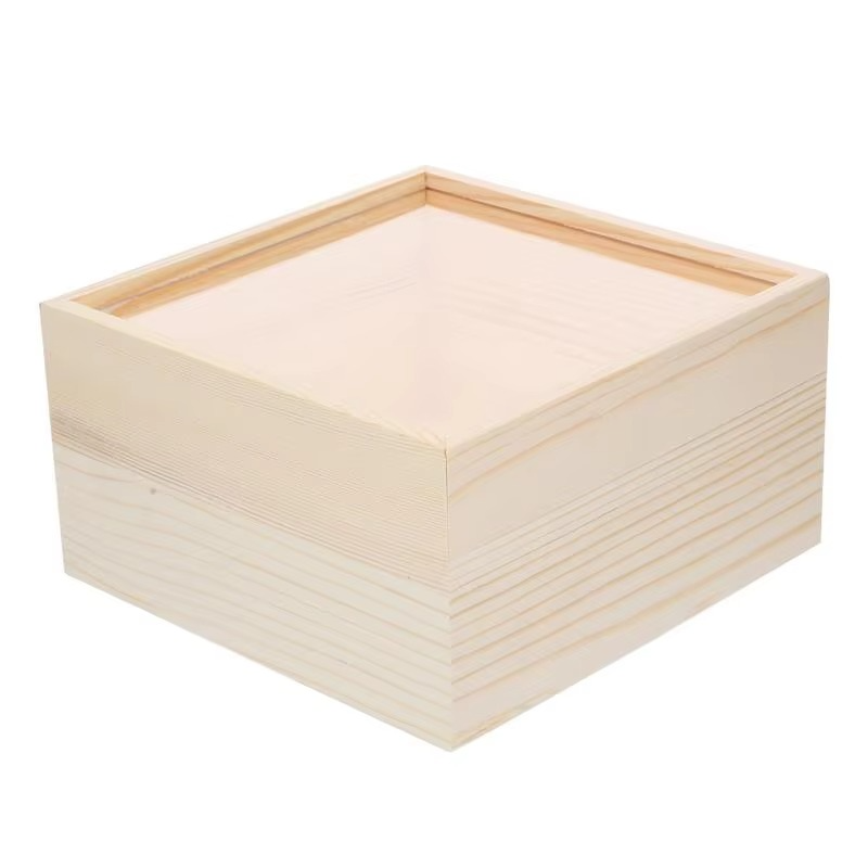 Rustic Unfinished Wooden Storage Box with Sliding Lid – Jewelry, Keepsake, and Gift Chest